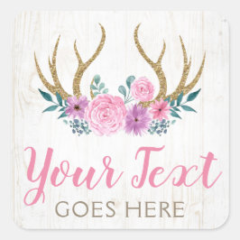 ウッド&ウォー素朴トカラーフローラ〔雄ジカの〕枝角ブティック スクエアシール