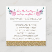 ウッド&ウォー素朴トカラーフローラ〔雄ジカの〕枝角ブティック スクエア名刺 (裏面)