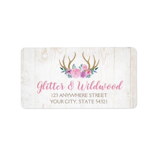 ウッド&ウォー素朴トカラーフローラ〔雄ジカの〕枝角ブティック ラベル (正面)