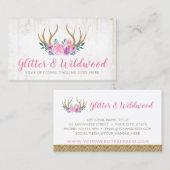 ウッド&ウォー素朴トカラーフローラ〔雄ジカの〕枝角ブティック 名刺 (正面/裏面)