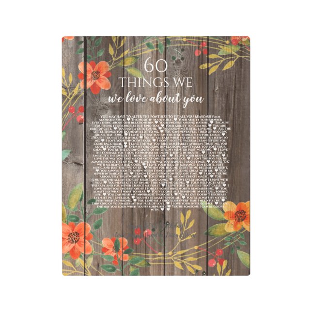 ウッド·オレンジの花の60点が大好き メタルプリント (正面)