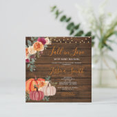 ウッド オレンジ かぼちゃ 秋の恋に落ちる ベビーシャワー 招待状 (スタンド正面)