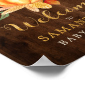 ウッド オレンジ 水彩 きぼん オレンジ ゴールド 秋 シャワー ポスター (角)