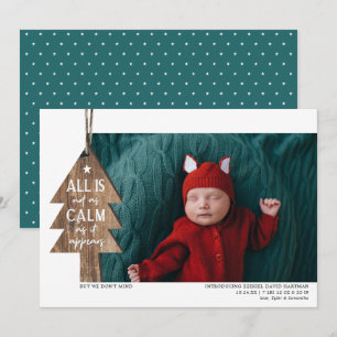 ウッド・クリスマス・オーナメント、写真の誕生のお知らせ シーズンカード