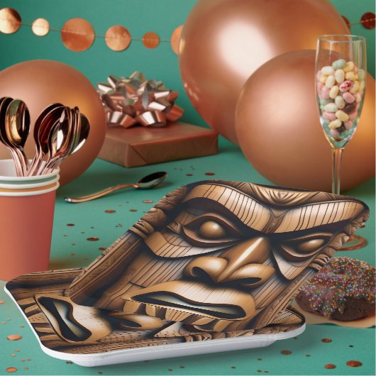 ウッド・グレイン・ニュージーランド・ティキ ペーパープレート (複数)