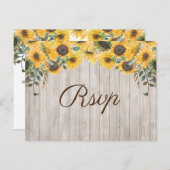 ウッド・サンフラワー・カントリー・ウエディング出欠届けはがき シーズンポストカード (正面/裏面)