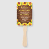 ウッド サンフラワー ラスティック グリーン ウェディング プログラム ハンドファン (正面)