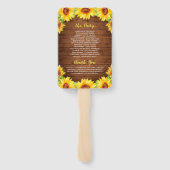 ウッド サンフラワー ラスティック グリーン ウェディング プログラム ハンドファン (裏面)