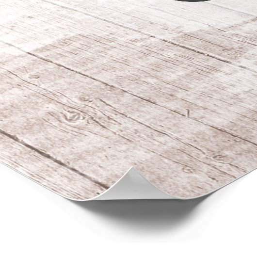 ウッド&シャビー素朴シックバラフローラ誕生日 ポスター (角)