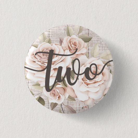 ウッド&シャビー素朴シックバラ2nd誕生日パーティー 缶バッジ (正面)