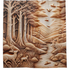 ウッド シャワーカーテン