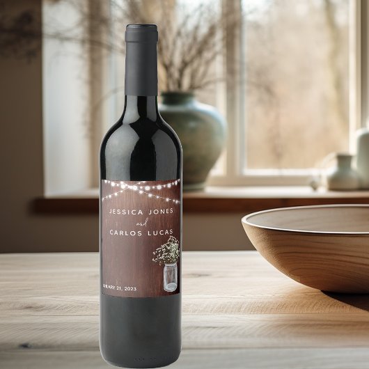 ウッド ジプソフィラ ベイビーズ ブレス メイソンジャー ワイン ワインラベル