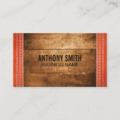 ウッド |ステッチ済みレザー 名刺 (正面)