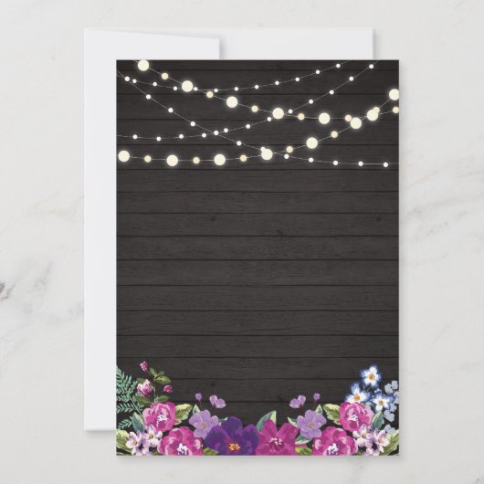 ウッド&ストリングライト金ゴールドサプライズ誕生日パーティー 招待状 (裏面)