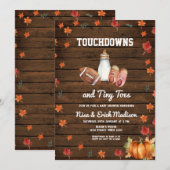 ウッド タッチダウン タイニー トーズ フットボール カップル シャワー 招待状 (正面/裏面)