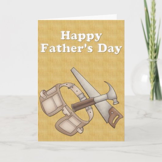 ウッド&ツールベルト – Happy Father's Day Card カード (正面)