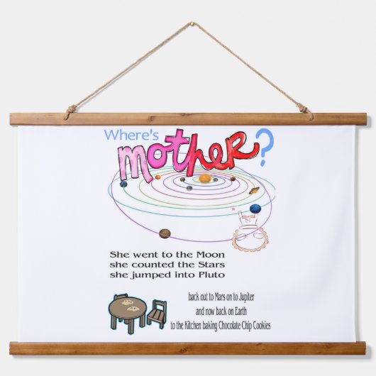 ウッド・トッピング・ウォール・タペストリーお母さんは？ 吊り下げ型タペストリー (正面)