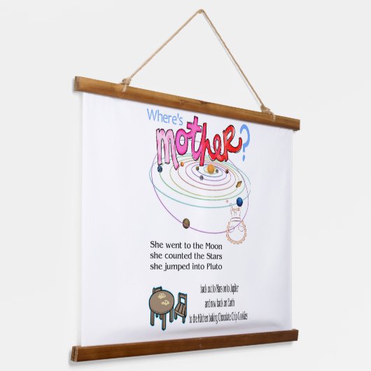 ウッド・トッピング・ウォール・タペストリーお母さんは？ 吊り下げ型タペストリー (傾斜あり)