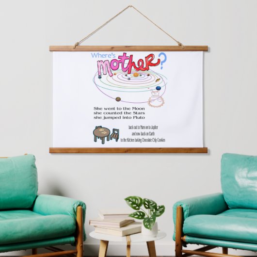 ウッド・トッピング・ウォール・タペストリーお母さんは? 吊り下げ型タペストリー (リビング)