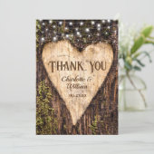 ウッド バーク ストリング ライト ハート ラスティック ウェディング サンキューカード (スタンド正面)