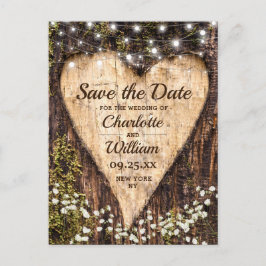 ウッド バーク ハート ベイビー ブレス ウェディング セーブ ザ デート ポストカード