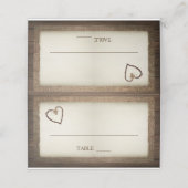 ウッド、バーラップ&トウィネ結婚ハート座席表 プレイスカード (外部開封)