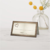 ウッド、バーラップ&トウィネ結婚ハート座席表 プレイスカード (裏面)