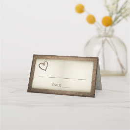 ウッド、バーラップ&トウィネ結婚ハート座席表 プレイスカード