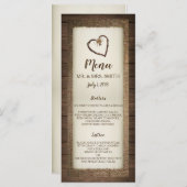 ウッド、バーラップ、トウェインハート結婚式招待状メニュー メニュー (正面/裏面)