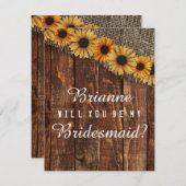 ウッド&バ素朴ラップは私の花嫁になる 招待状 (正面/裏面)