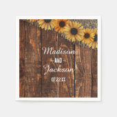 ウッド&バ素朴ラップひまわりモノグラム結婚ズ スタンダードカクテルナプキン (正面)