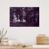 ウッド、ビュートパークカーディフ – 紫の色調のBW ポスター (キッチン)