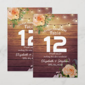 ウッド フローラル ストリング ライト 結婚式 席 次 テーブル ナンバー 招待状 (正面/裏面)