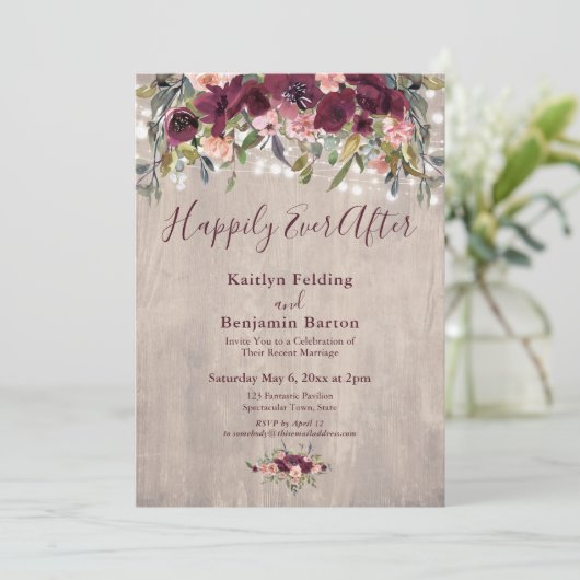 ウッド フローラル ライト ハッピーエバーアフター レセプション 招待状 (スタンド正面)