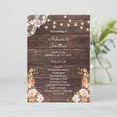 ウッド ブラッシュ & ピーチ フローラル ウェディング セレモニー プログラム (スタンド正面)