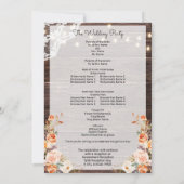 ウッド ブラッシュ & ピーチ フローラル ウェディング セレモニー プログラム (裏面)