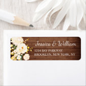 ウッド&ブラッシュ ローズ フラワーの水彩 ラスティック ラベル (インサイチュ)