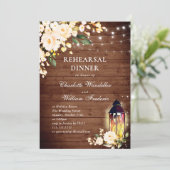 ウッド ブラッシュ ローズ & ランタン リハーサル ディナー 招待状 (スタンド正面)