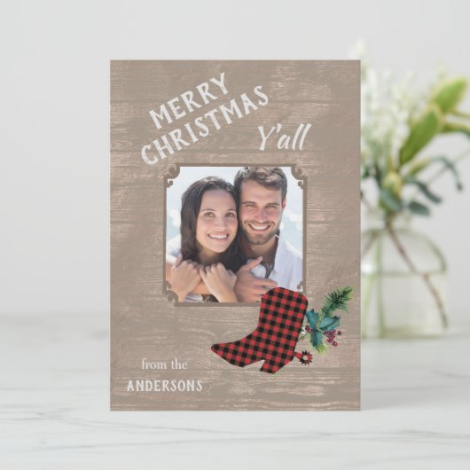 ウッド&ブーツウェスタンテーマクリスマス シーズンカード (スタンド正面)