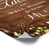 ウッド&ホワイトローズアドバイスとウェルウィッシュサイン ポスター (角)