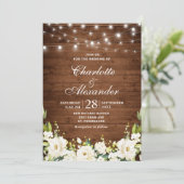 ウッド&ホワイトローズグリーンリーウォーター結婚カラー 招待状 (スタンド正面)