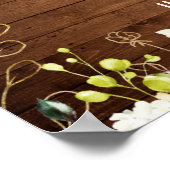 ウッド&ホワイトローズグリーンリーブライダルシャワーウェルカム ポスター (角)