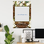 ウッド&ホワイトローズフローラブライダルシャワーフォトプロップ ポスター (ホームオフィス)