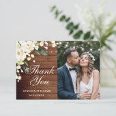 ウッド&ホワイトローズフローラランタンフォト サンキューカード (スタンド正面)