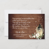 ウッド&ホワイトローズフローラランタンフォト サンキューカード (裏面)