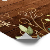 ウッド&ホワイトローズフローラリハーサルディナーサイン ポスター (角)