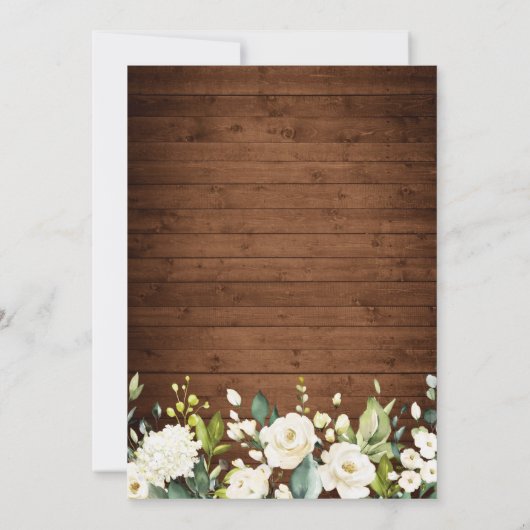 ウッド&ホワイトローズフローラI do BBQウェディングシャワー 招待状 (裏面)