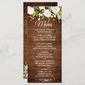 ウッド&ホワイトローズ素朴フローラ結婚のメニューカード メニュー (正面/裏面)