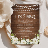 ウッド & ホワイト ローズ フラワー I Do BBQ カップルシャワー 招待状