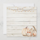 ウッド ボーホー パンパス グラス パンプキン イズ ワン バースデー 招待状 (裏面)